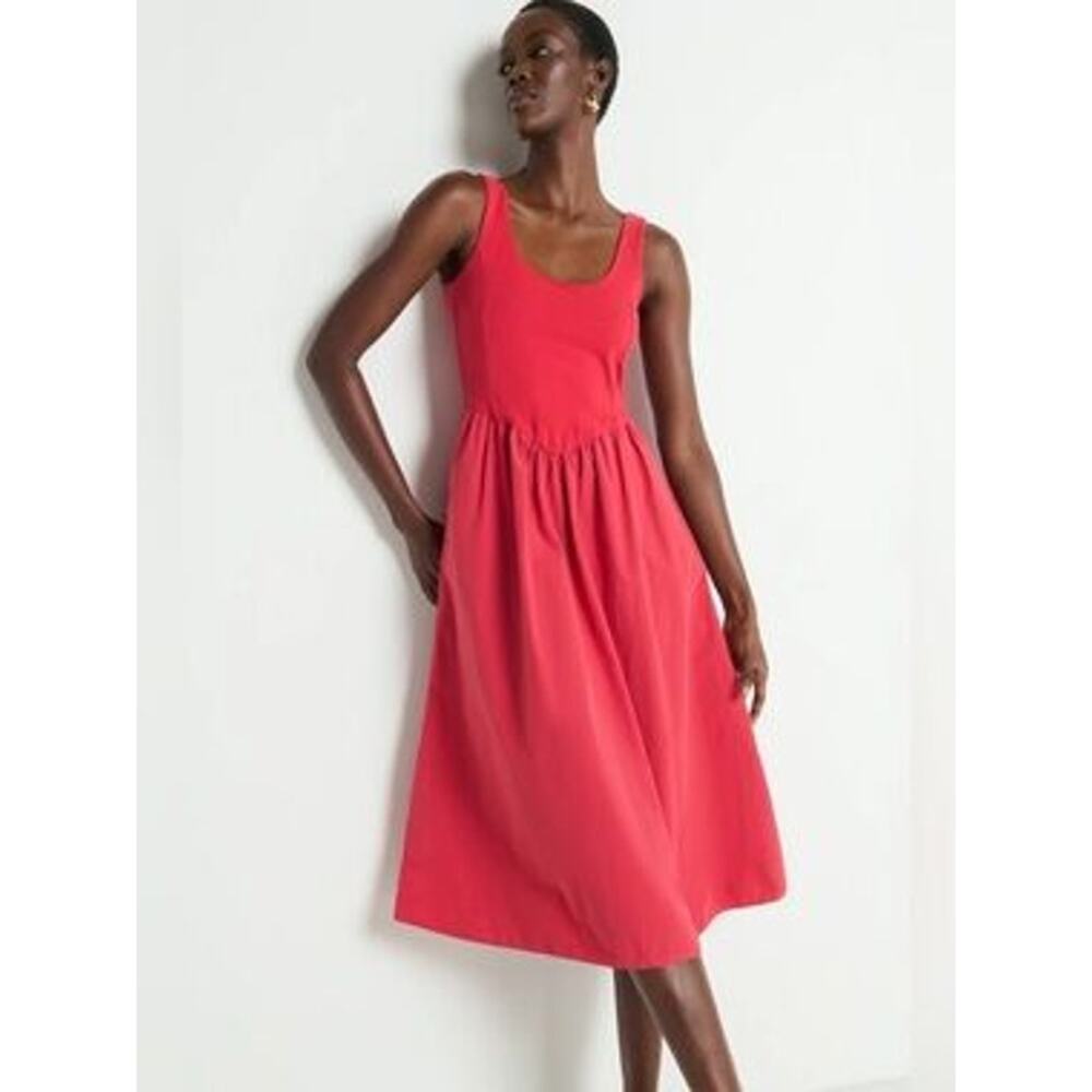 NWT Nation LTD Sz M Fiona Drop Waist Midi Dress in Heartbeat Red $248 MSRP - Picture 1 of 10
